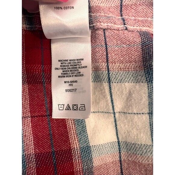 Cabela's Men's Red/White Plaid Flannel 100% Cotton Button Down Shirt Size L Tall - Picture 8 of 11